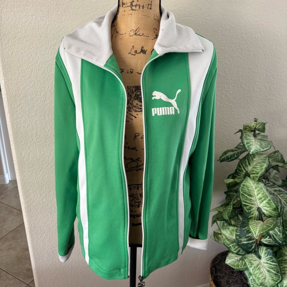 Puma Jackets & Blazers - Vintage 90s Puma Green Track Jacket - Unisex Size L | Retro Zip-Up